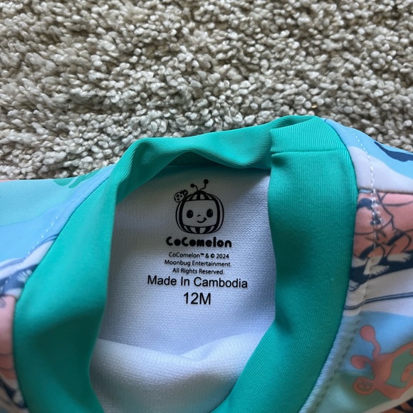 NWOT Cocomelon Two Piece Swimsuit Bathing Suit Infant Baby Girl Size 12 Months - Picture 2 of 8